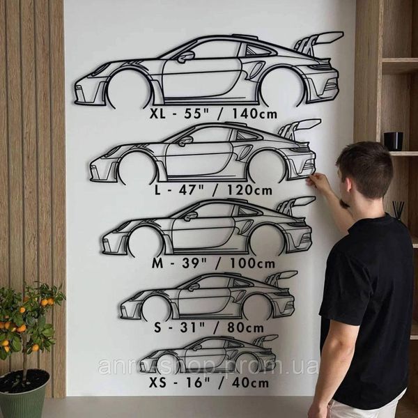Панно на стіну Porsche 911 GT3 991 картина на стіну XS (40 см), Білий 2453806999 фото